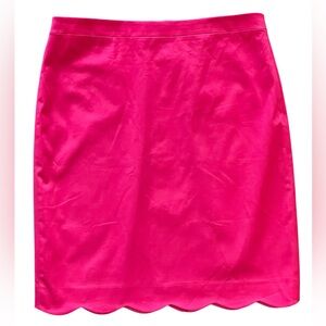 J. Crew Vibrant Pink Skirt Sz 12 Scalloped Hemline Lined Cotton/Elastane NWT